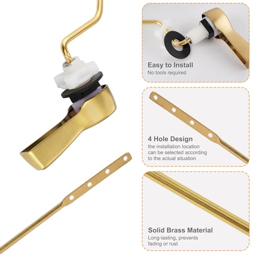 Image of Hibbent Universal Metal Side Mount Toilet Handle Kit, Brushed Gold