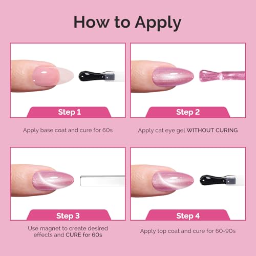 Image of MelodySusie Starry Cat Eye Gel Nail Polish, 0.5 Fl Oz Pink Glitter Holographic Magnetic Nail Polish with Magnet, UV Nail Polish for Nail Art Manicure Salon DIY at Home G1602
