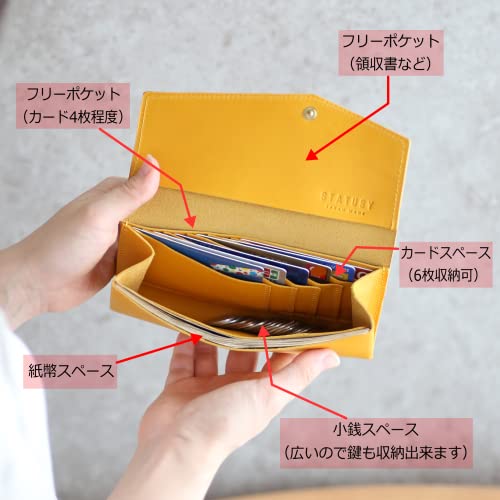 statusy il modo （ステータシー イルモード） 日本製の本革長財布 レディース メンズ (Yellow, 右利き用)