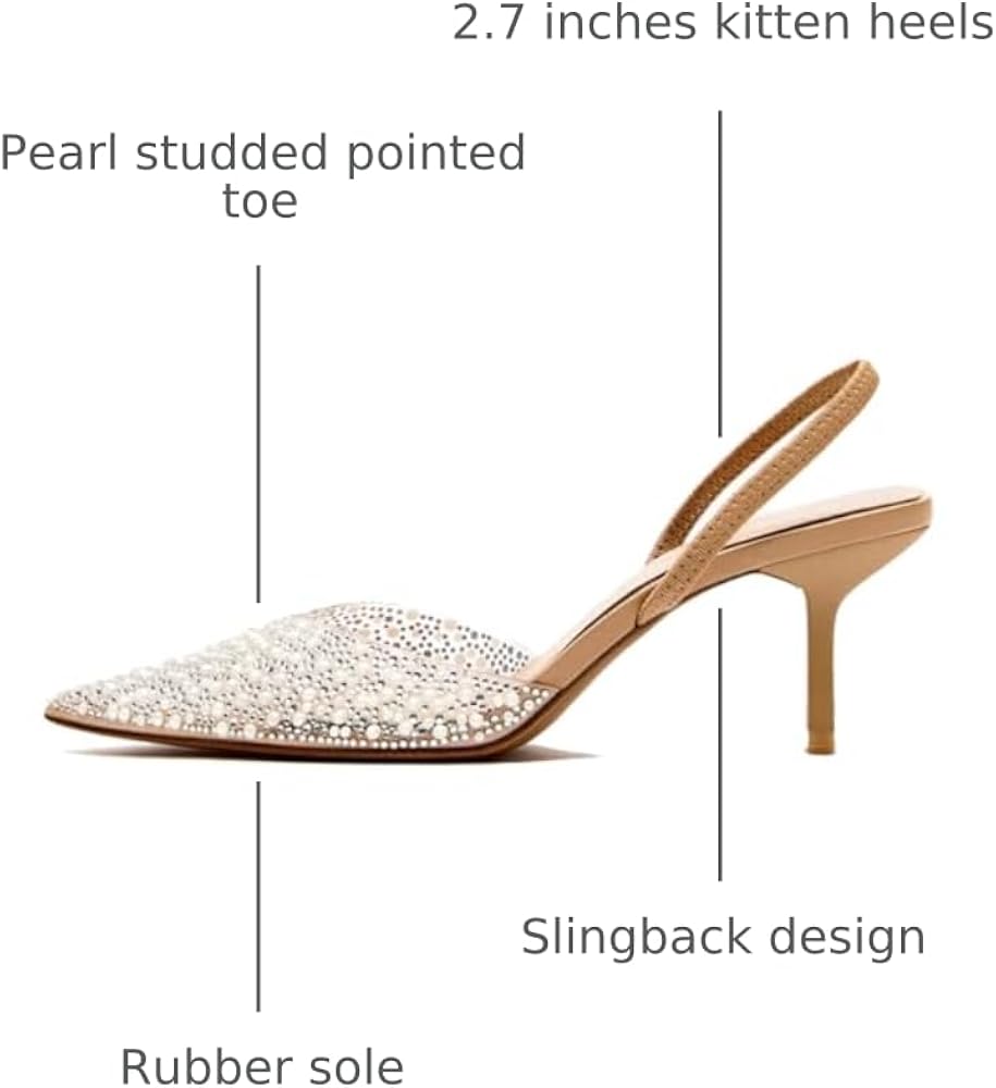 Amazon.com | YIYA Women's Clear Slingback Heels with Pearl