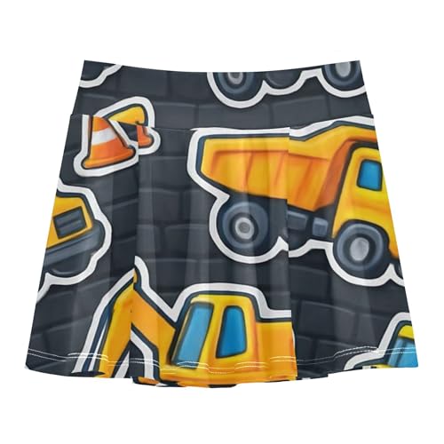 Floral Girls Skorts Athletic Shorts Toddlers Tennis Skirts Flowy Skort Cartoon Yellow Construction Vehicles 4t