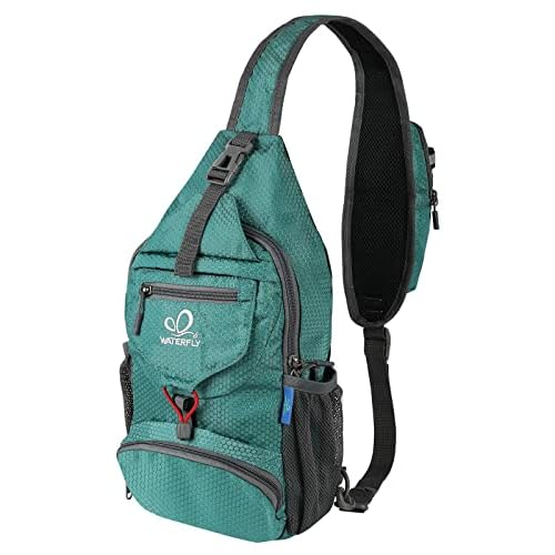WATERFLY Packable Small Crossbody Sling Backpack Shoulder Chest Bag Daypack for Hiking Traveling Green
