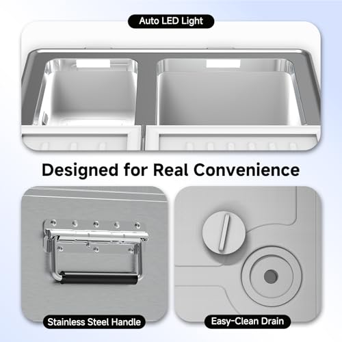 Image of BODEGA 42 Quart (40L) Portable Car Refrigerator, 12V Dual Zone Car Fridge Freezer, Lightweight Aluminum Electric Cooler with Compressor, -4F to 68F, DC /AC for Truck, RV, Camping, Van, Home Use