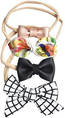 California Tot Super Soft & Stretchy Nylon Headbands in Assorted Holiday Bow Set for Baby, Toddler, Girls (Wonderland Set of 4)