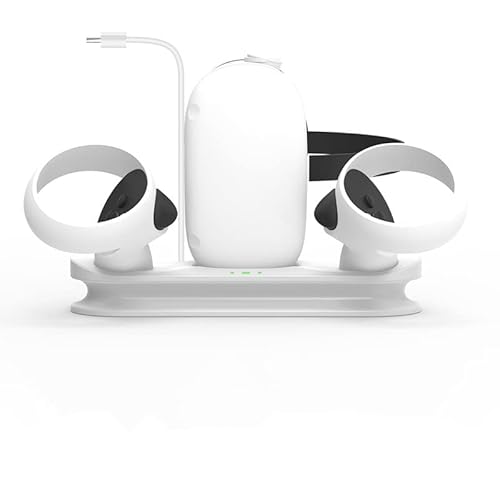 BECEMURU Oculus Quest 2 Station de Charge 3 en 1 avec voyants LED Compatible avec Oculus Quest 2 et Les contrôleurs tactiles (modèle Plat) Cover