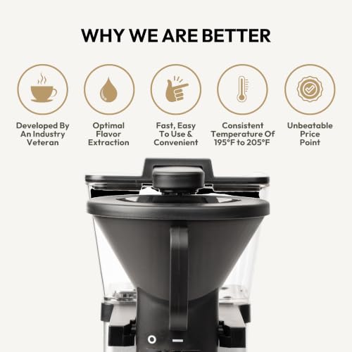 Image of SimplyGoodCoffee Coffee Maker /Coffee Machine. 8 Cup Automatic Drip Pour Over Coffee Brewer. Easy To Use, Durable Stainless, Gold Cup Standard