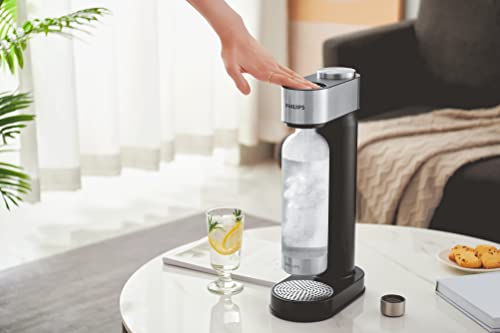 Image of PHILIPS Carbonating Bottles, 1L Twin Pack Reusable PET Sparkling Water Bottles Compatible Sparkling Water Maker
