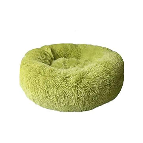 Washable Fluffy Dog Bed Cat Cave Donut Calming Pet Bed Cuddler Cushion Anti-skid Pillow Basket Nest for Small Medium Extra Large Dog-XXL-Green Cover