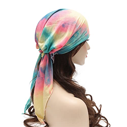 Zlyc Chemo Headwear Pre Tied Head Scarf Headwraps Lightweight Turban Beanie Cap For Women (Tie Dyed Colorful) #TOP7