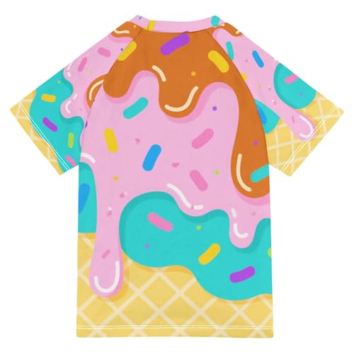 Cute Ice Cream Boy Bathing Suit Sun Protection Teen Clothing Swimwear Beach Tops 3T2