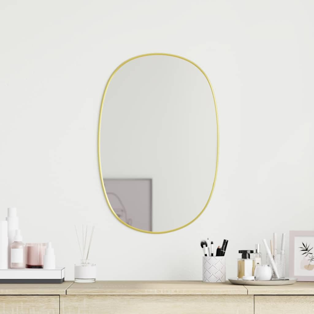 Espejo de pared dorado de 60 x 40 cm, espejo de baño rectangular, marco de PVC duradero, reflectante, fácil de montar, para dormitorio, pasillo, sala de estar