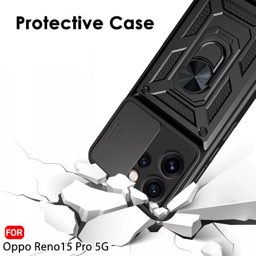 Image of TheGiftKart Tough Armor Bumper Back Cover Case for Oppo Reno 15 Pro 5G | Sliding Camera Cover, Kickstand & Ring Holder | 360 Degree Protection Back Cover Case for Oppo Reno15 Pro 5G (PC & TPU, Black)