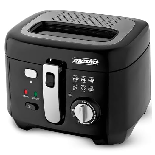 Mesko MS4908 - Freidora eléctrica compacta 2,5 litros cubeta desmontable lavable antiadherente libre BPA 1800W, negro
