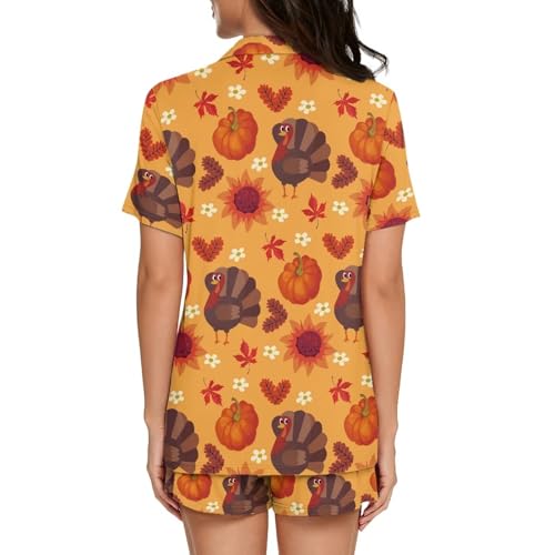Image of Women's Short Sleeve Sleepwear Pajamas Nightwear with Pockets | skin-friendly breathable material resists pilling fading and deformation after repeated washing