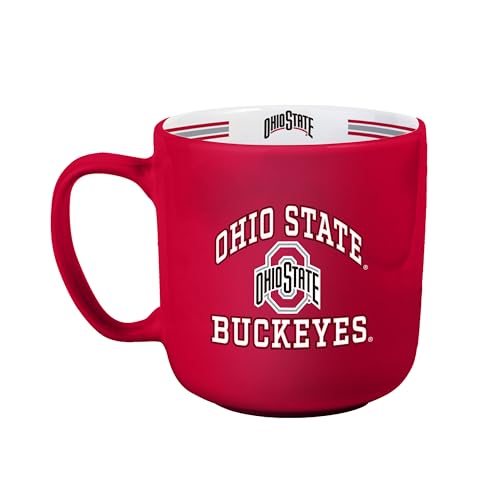 Logo Brands NCAA Ohio State Buckeyes 15oz Stripe Mug - Team Logo Inside Print Standard Handle Microwave & Dishwasher Safe