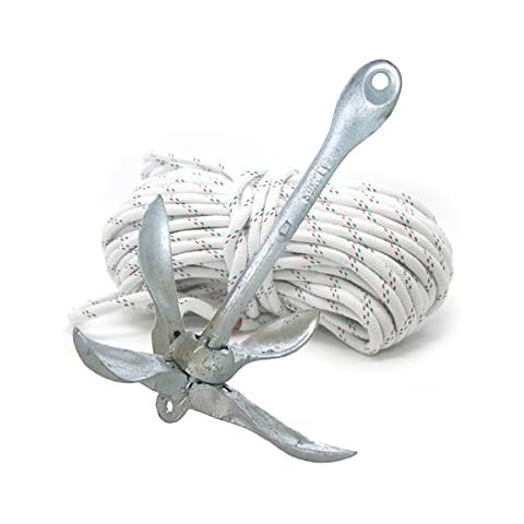 Faltklappanker Anker 4 kg Stahl feuerverzinkt + Ankerleine 30 Meter Cover