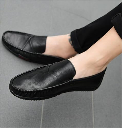 Mens Loafers Shoe PU Round Toe Stitching Details Breathable Flat Heel Comfortable Flexible Lightweight Walking Driving Slip-ons2
