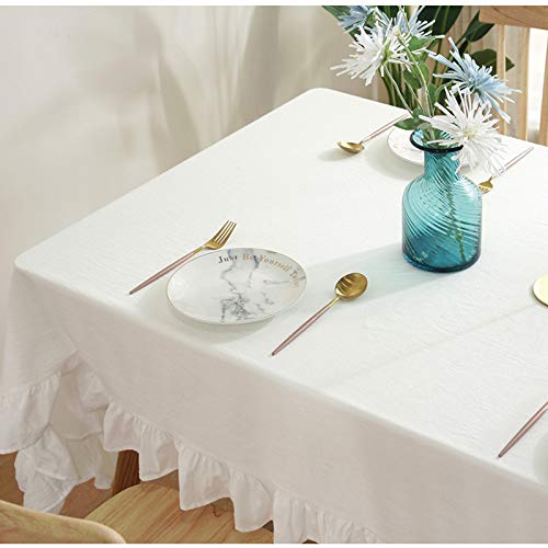 Nappe coton lavable blanche 140x260 protégeant de la poussière avec volants rétro - 5