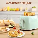 Aigostar Toaster 2 Slice Retro Toaster Stainless Steel, 1.6 inch Extra Wide Slots Bread Toaster Bagel, Cancel, Defrost Function, 6 Shade Settings & Removable Crumb Tray for Bread Waffle, Aqua Green - Image 5