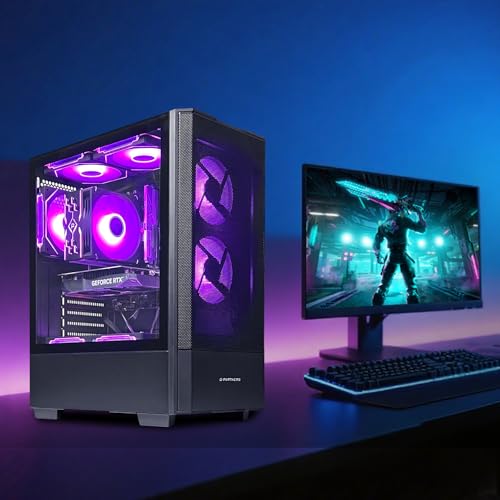 Image of Gaming Desktop PC AMD R5 5500 GeForce RTX 3050 6GB,16GB DDR4 RAM,1TB NVMe SSD,ARGB Cooling, Prebuilt Gaming Computer