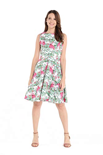 Matching Hawaiian Luau Mother Daughter Vintage Fit and Flare Dresses in Flamingo in Love2