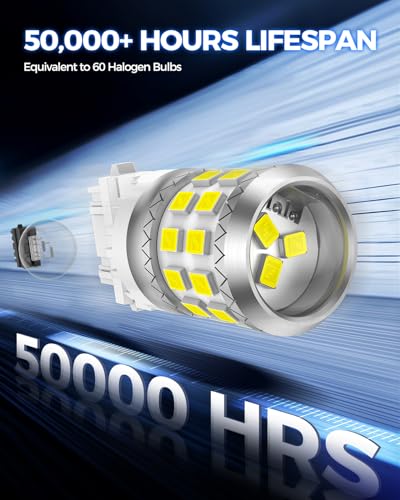 Image of Marsauto Upgraded 3157 3156 LED Reverse Light Bulbs, Tail Backup Parking DRL Brake Light with Projector for 3047 3457 3056 3057 Bulbs Replacement, 500% Brighter 27-SMD Xenon White 6000K Pack of 2