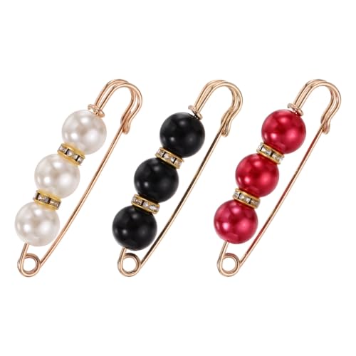 MECCANIXITY 6 épingles broche perle Épingles de sûreté broche blanc/noir/rouge