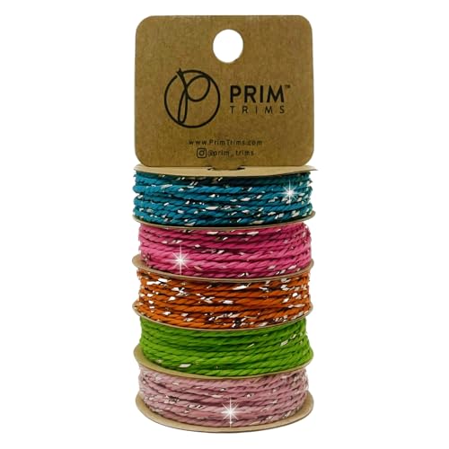 Kitchen String for Crafts Twine Rope Burlap String Decorative Rope for Crafts Glitter Rope Wrapping Twine Decorative Cord Butchers Twine Colors Blue Orange Green Pink Twine String Glitter 25 Yd Total