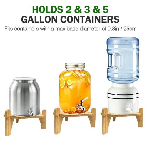 Image of Drink Dispenser Stand, 11-inch Inner Diameter Bamboo Wood Water Dispenser Stand, 3-5 Gallon Beverage Dispenser Holder Water Crock and Other Water Jar