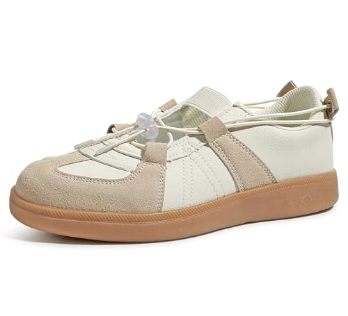 LUCKY STEP Women's Ballet Fashion Sneakers Casual Comfortable Retro Flats Lightweight Breathable Skate Shoes