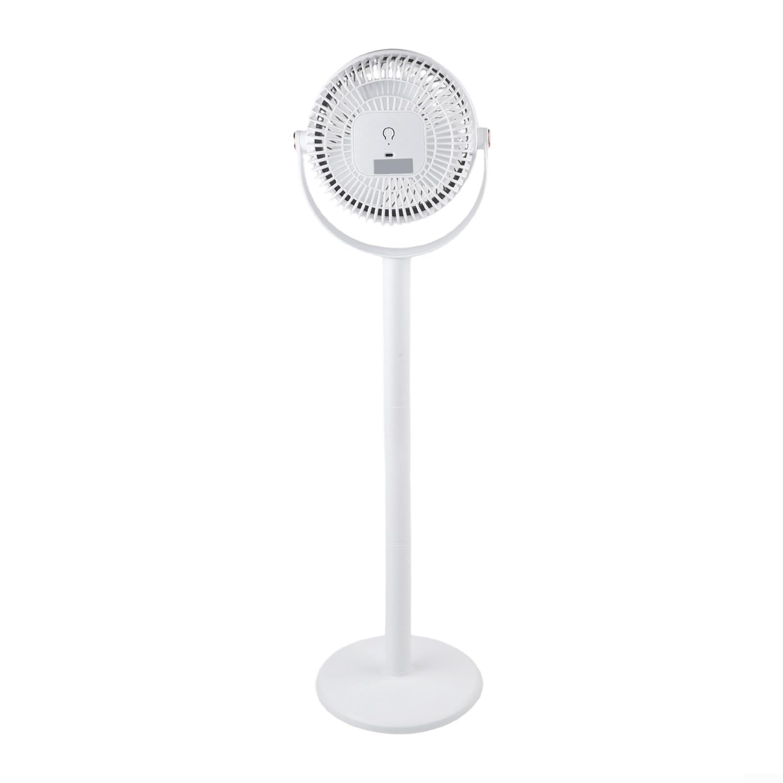 Ventilatore portatile a piedistallo ricaricabile, silenzioso ventilatore oscillante a 360°, con 5 velocità, per camera da letto, casa, ufficio e viaggi (bianco grigio)