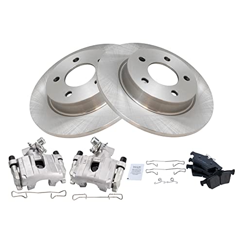 Image of TRQ Rear Brake Pad and Rotor Set Ceramic Solid Rotors Calipers | For 2009-2013 Mazda 3
