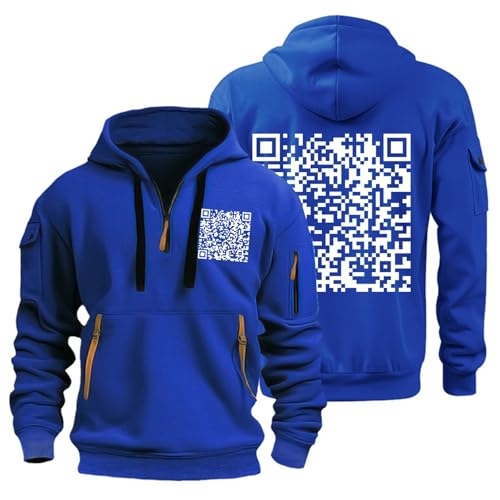 Hoodies for Men,Funny Qr Code Hoodie Unisex - Qr Scan Code Sweatshirt Quarter Zip Pullover Casual Sweatshirts