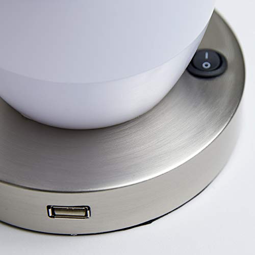 Inpowered Lights Lamp Angel (Blue Shade/Silver Base) Standard Electric Night Light Or Table Lamp With Emergency Battery Back Up, Usb Charging, Color Changing Base, Nursery, Bedroom, Bedside Lamp #TOP6