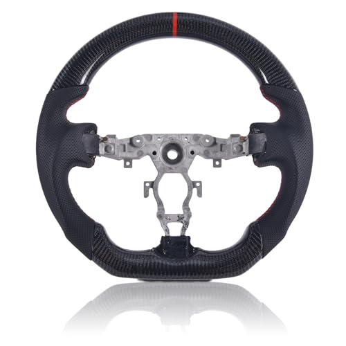 EASSAFEX Carbon Fiber Steering Wheel for Nissan 370z 2008-2020, D-shaped Flat-bottom Perforated Leather Grip