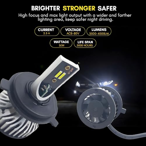 Image of H4 LED Headlight Bulb 30W AC /DC Dual Color White & Yellow High Brightness LED Lamp with Quick Heat Dissipation - Universal Headlight for Bike & Car (Pack Of 1)