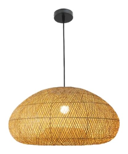 Luminaire suspendu de plafond en rotin pour éclairer un salon sombre