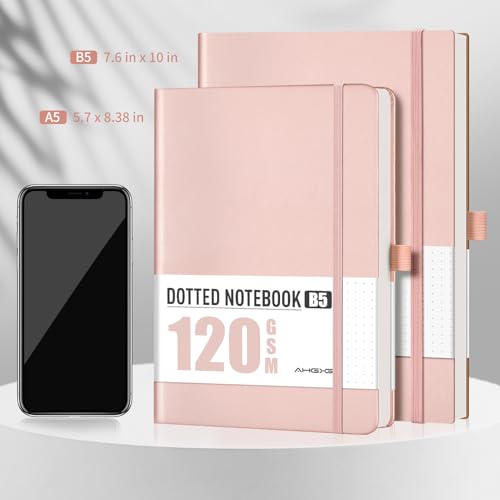 AHGXG Caderno pontilhado – Caderno de grade de pontos, papel grosso sem ácido de 120 g/m2, caderno p