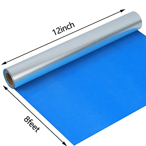 Image of Guangyintong Shiny Silver Heat Transfer HTV Rolls, 12 inch x 8ft PU Iron on Vinyl Bundle for T-Shirts, Stretchy Thin Soft HTV for All Cutter Machine, Easy to Cut & Weed for Heat Vinyl Design
