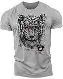 Detroit Shirts for Men - Athletic Merchandise - Detroit City Vintage Style Apparel (019. Tiger Sketch with Detroit Logo, Grey, XX-Large)