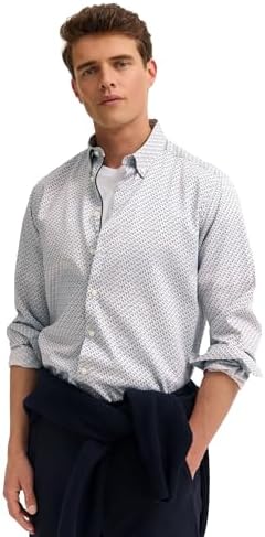 bugatti Herren Hemd Langarm Button-Down-Kragen Baumwolle