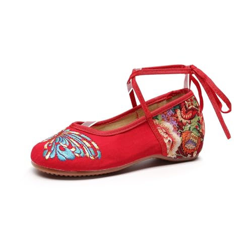 Chaussures Mary Jane pour femmes brodées à talons bas