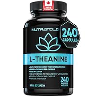 Nutratology L-Theanine 250MG Capsules | Canadian-Made | For Stress Management & Relaxation - Promotes Focus, Alertness & Clarity - L Theanine Supplement for Stress Relief - 240 Capsules