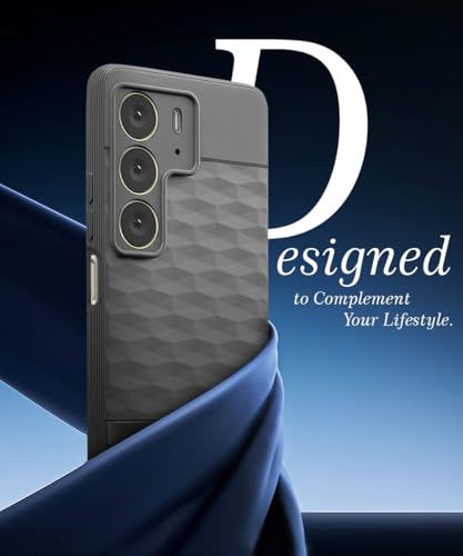 Image of WOW IMAGINE Back Cover for Realme C75 | Realme C73 | Narzo 80 lite 5G | P3 Lite 5G | with Hexa Cube Design | Ultra Slim Soft Rubberised Case | Inner Velvet Fabric | Matte Silicone Flexible Case - Grey
