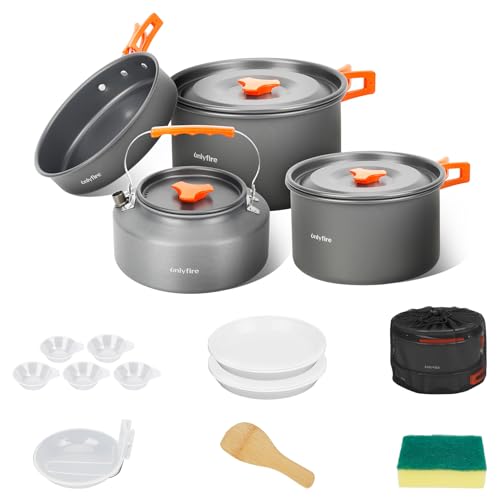 ONLYFIRE OUTDOOR LIVING14pcs Camping Cookware Set, Lightweight Nonstick Pots, Pan, Kettle, Utensils...