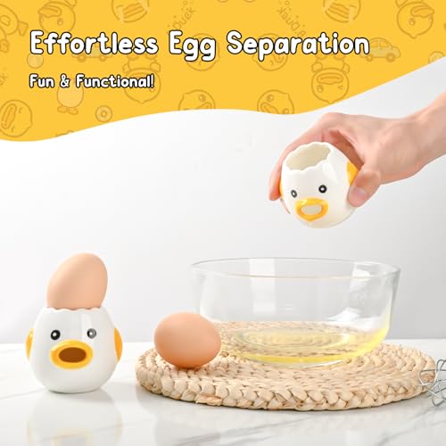 Cute Kitchen Gadgets【2 PCS】Egg Separator for Raw Eggs - Ceramic Egg White/Yolk Separator Tool, Baking Gifts for Women, Lovely Chicken Baking Supplies, Stuff, Accessories.