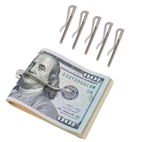 Spring Money Clip, Bar Nickel Plate Wallet DIY Tool Insert Replacement Electroplating Metal Non Deformation Silver Color for Billfold Leather Purse Credit Card Holder Threaded Base2