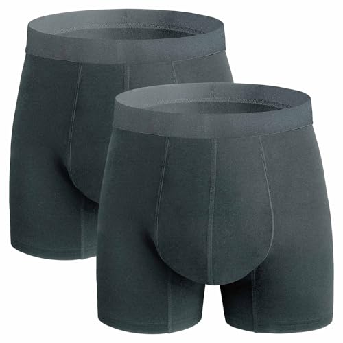 REELINDRY Washable Incontinence Underwear for Men, 2.3 oz Leak Proof Absorbent Reusable Briefs for Male Urine Leakage 2 Pack(Dark Gray, M)