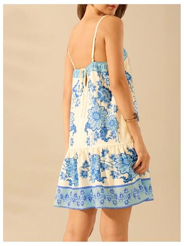 Image of SHENHE Women's Floral Sundress Ruffle Hem Spaghetti Strap Loose Flowy Boho Cami Dress