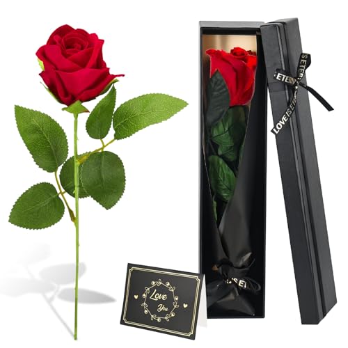 elthmpr Presente de rosa eterna para mulheres - rosa infinita em caixa de presente, flor preservada, presente de aniversário para mãe, amiga, dia dos namorados, dia da mãe, aniversário de casamento